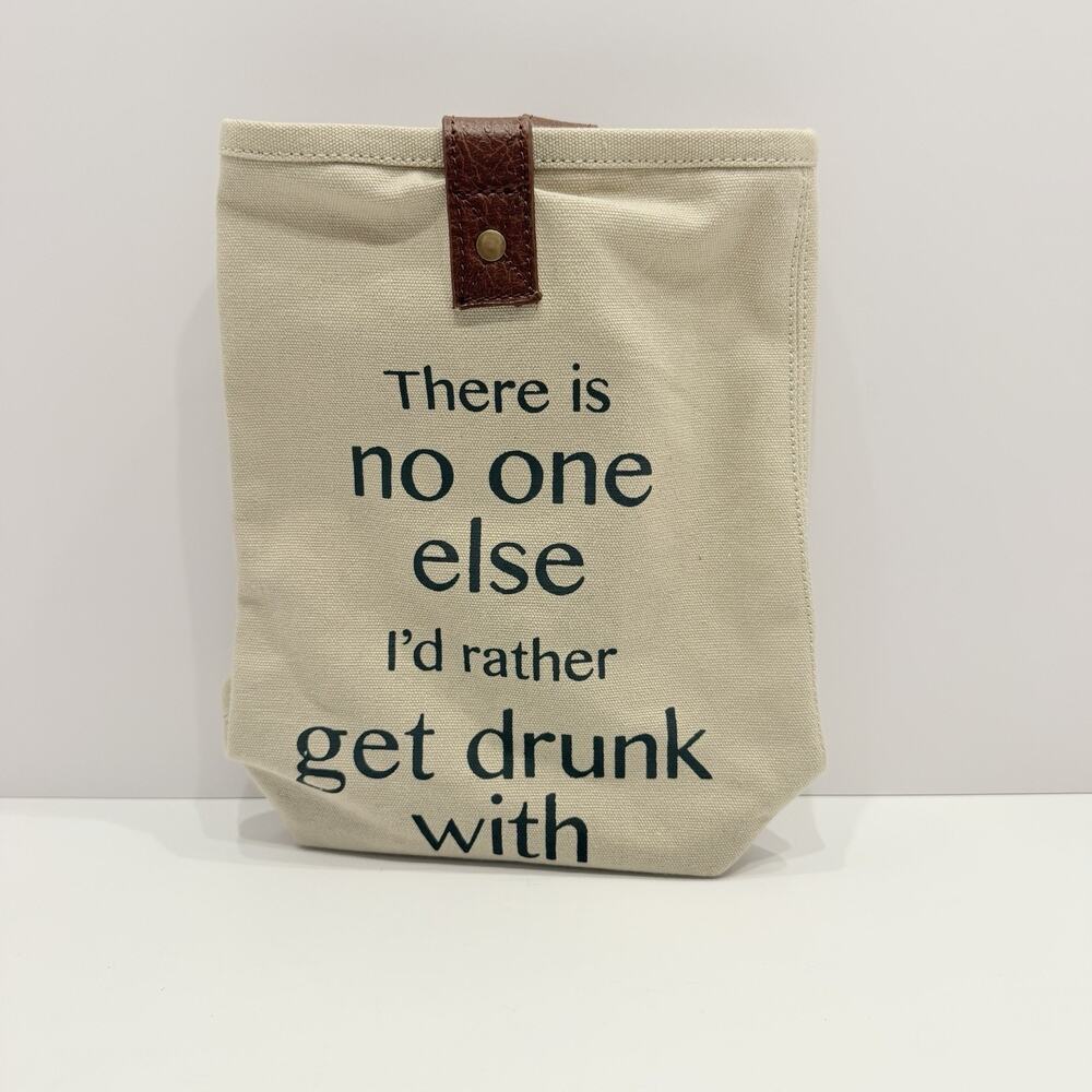 Mona B. Canvas Leather Wine Bag Printed Holds Two Bottles